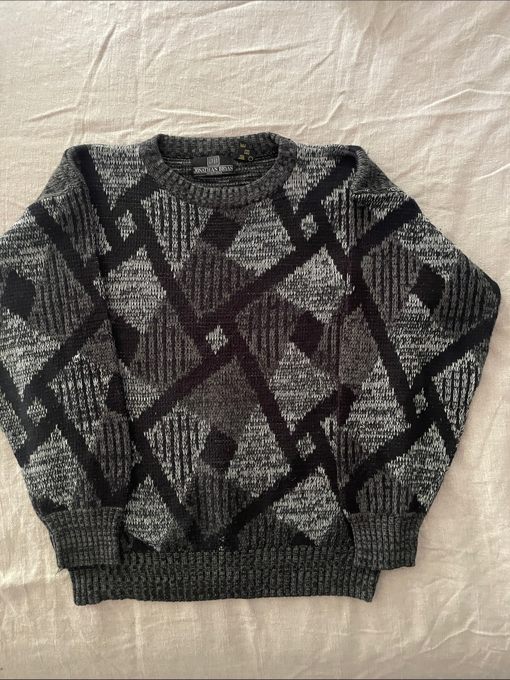 Jonathan Bryan Men’s Charcoal & Gray Vintage Crewneck Sweater